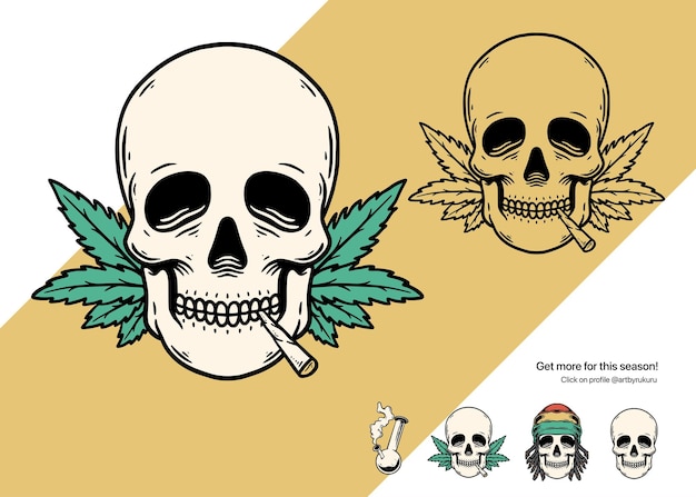 Vector illustratie van skull rasta reggae