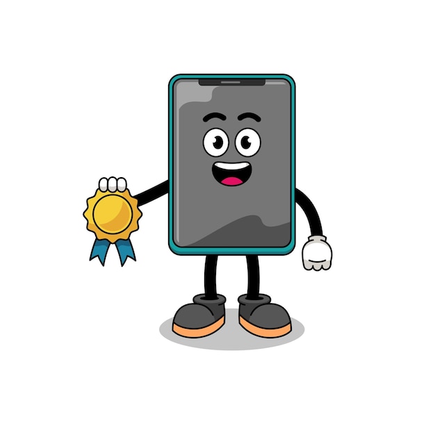 Illustratie van smartphonemascotte als astronoom