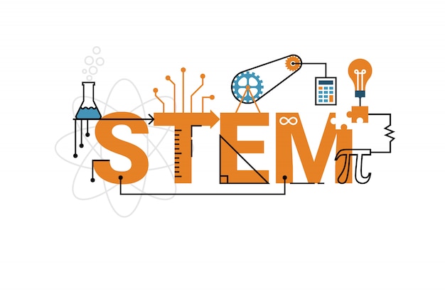 Illustratie van stem (wetenschap, technologie, techniek, wiskunde) onderwijswoord