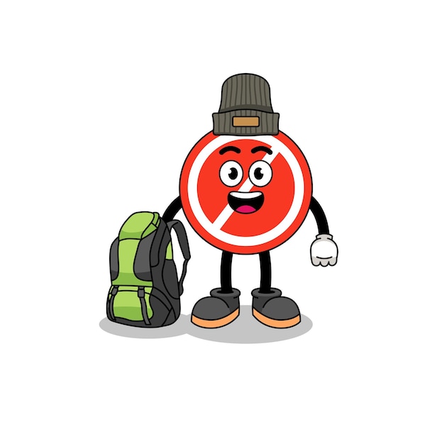 Illustratie van stopbordmascotte als karakterontwerp voor wandelaars