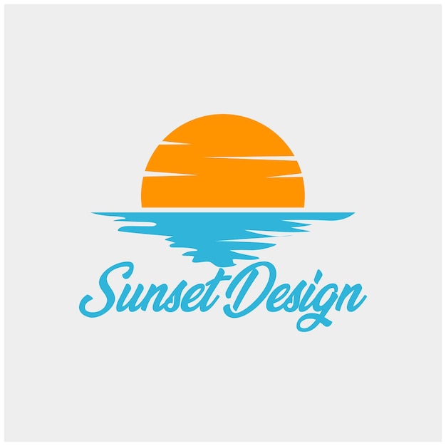 illustratie van strand, golven, zonsondergang, natuurlijke weergave. ontwerp vector