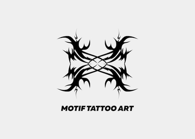 ILLUSTRATIE VAN SYMETRISCHE TRIBAL TATTOO MOTIF DUIVEL MONSTER HOORNS