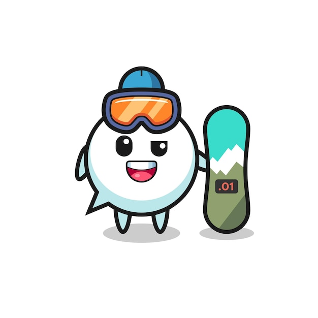 Illustratie van tekstballonkarakter met snowboardstijl