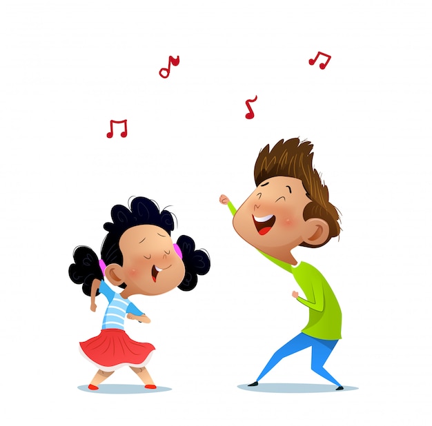 Vector illustratie van twee dansende kinderen.