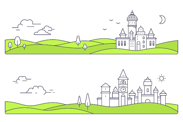 illustratie van twee stadslandschap