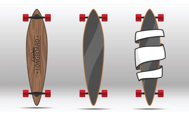 Vector illustratie van vlakke geïsoleerde longboards