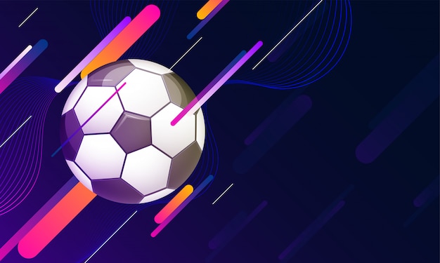 Vector illustratie van voetbal op glanzende futuristische technologie achtergrond