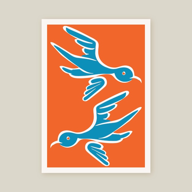 Illustratie van Vogel Kleurrijk Retro Vogeldier