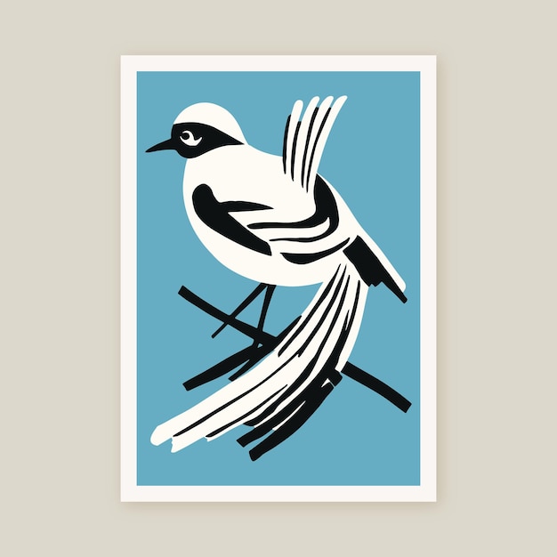 Vector illustratie van vogel kleurrijk retro vogeldier