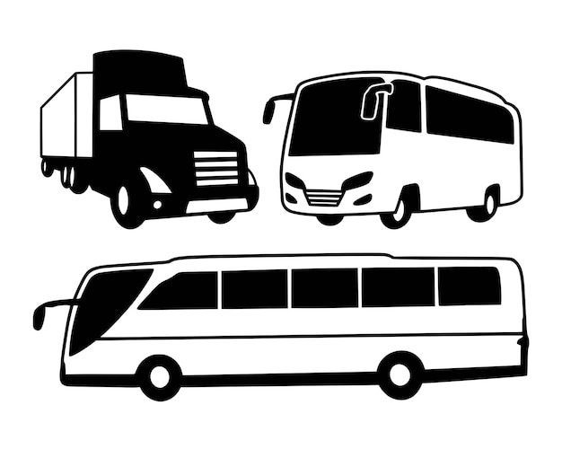 Illustratie van vrachtwagen- en busvervoer