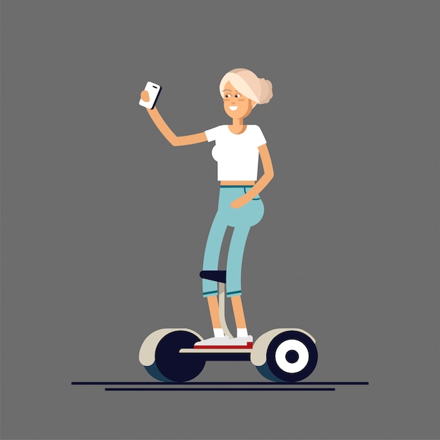 illustratie van vrouw en man op gyroscooters