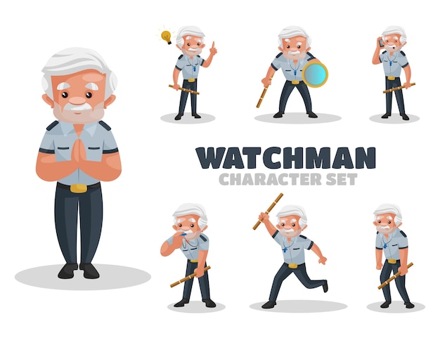 Illustratie van watchman character set