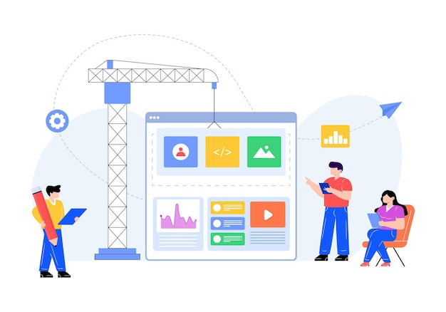 Illustratie van webconstructie in plat bewerkbaar ontwerp