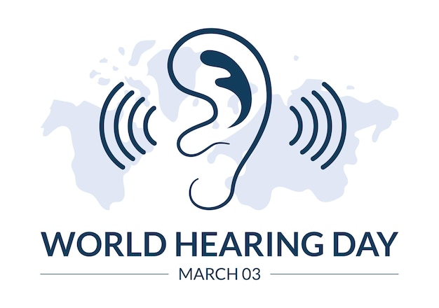 Illustratie van Wereldhoordag om mensen bewust te maken van hoe doofheid kan worden voorkomen voor bestemmingspagina's