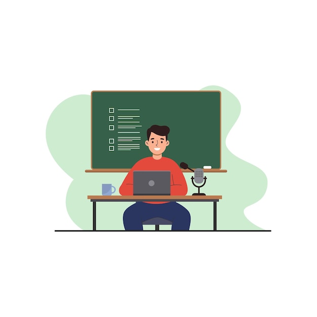 Illustratie van werken thuis vector flat stijl Online carrière Coworking ruimte illustratie