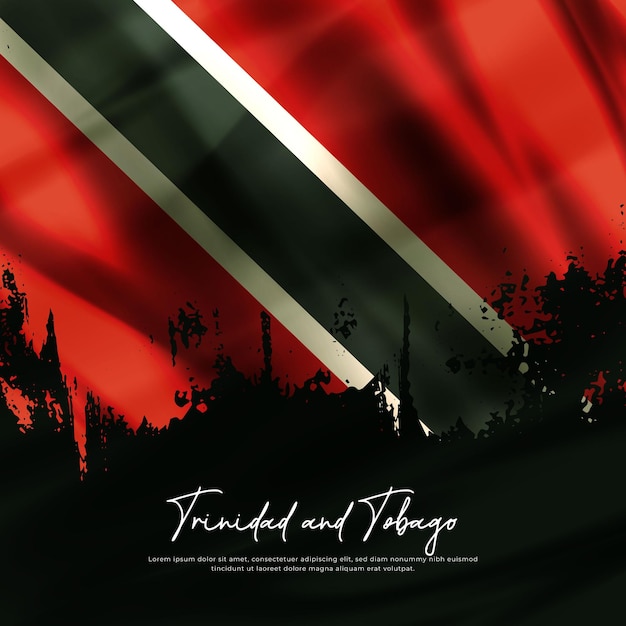 Illustratie van zwaaiende Trinidad en Tobago vlag zijde grunge background