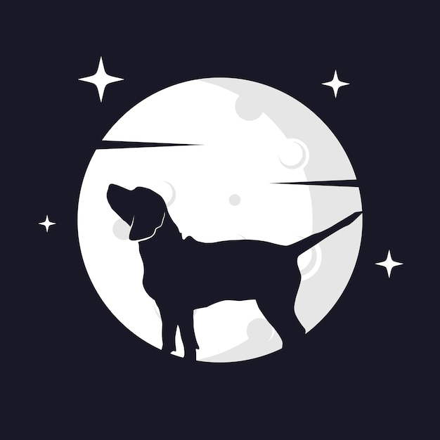 Illustratie Vector afbeelding van Beagle hond met maan achtergrond. Perfect om te gebruiken voor T-shirt of evenement