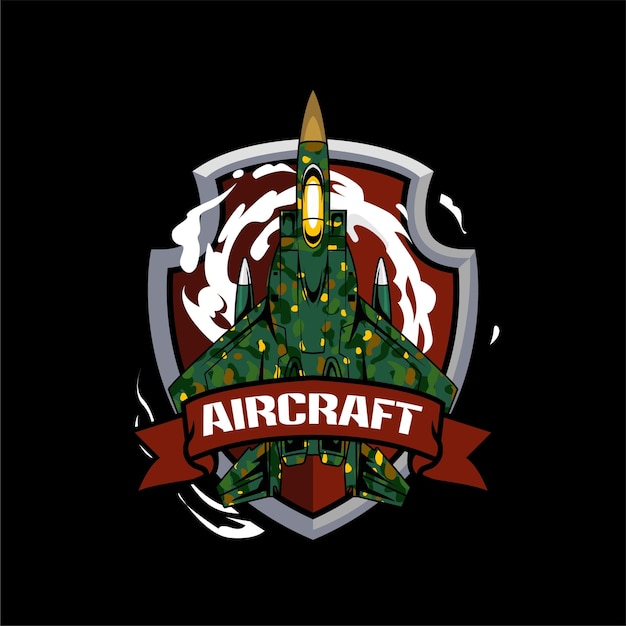 Illustratie vector air jet army van boven met aircraft tekst esport logo