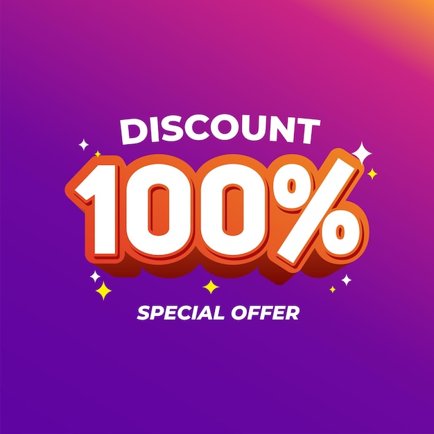 Illustratie vector banner ontwerp met 100 korting tag