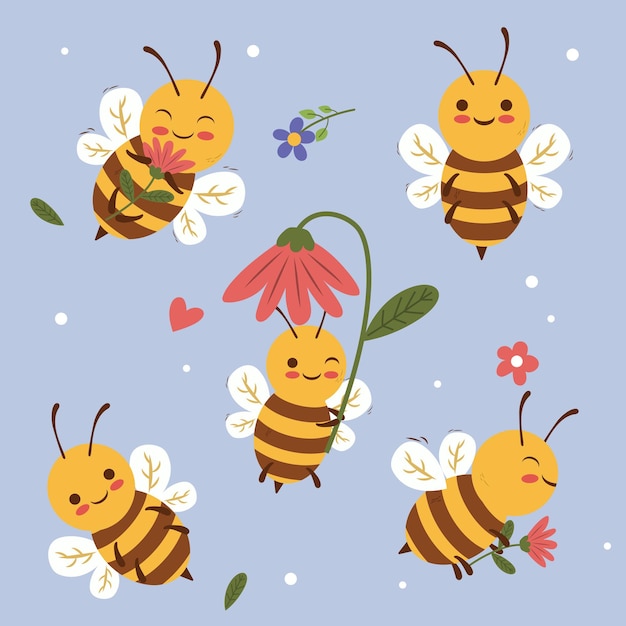 Illustratie Vector Bee Leuk kleurrijk