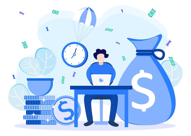 Illustratie vector grafische cartoon karakter van de tijd is geld