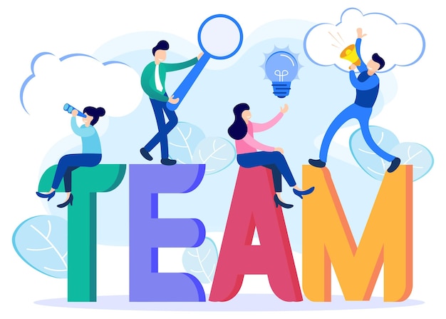 Illustratie vector grafische cartoon karakter van teamwerk