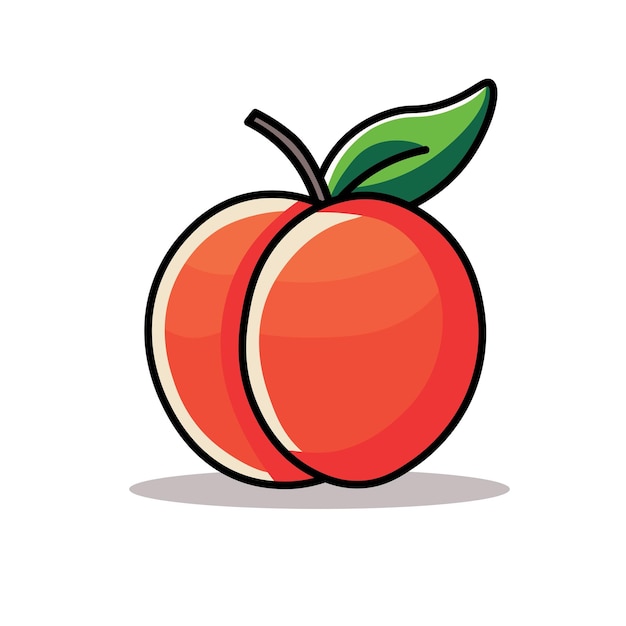 Illustratie Vector grafische cartoon van een van een sappige perzik vrucht