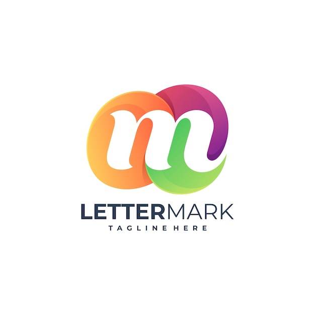 Illustratie vector grafische letterteken m kleurrijke logo sjabloon