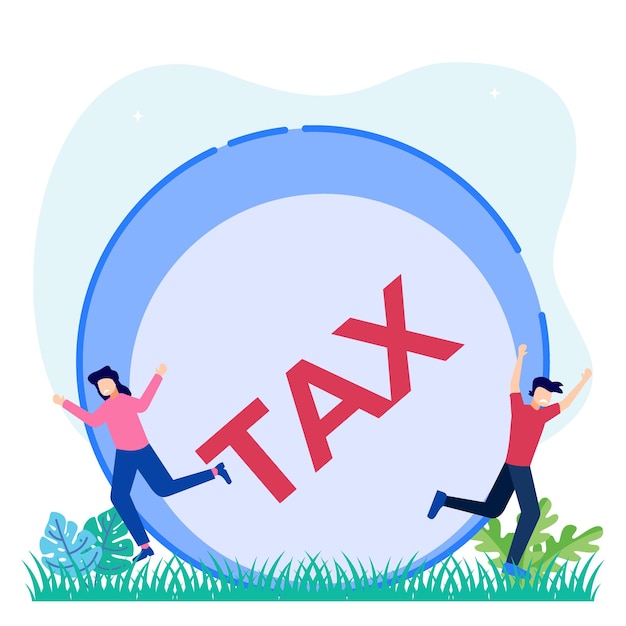 Illustratie vector grafische stripfiguur van betalen belastingen