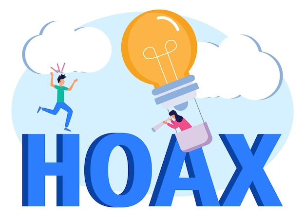 Illustratie vector grafische stripfiguur van hoax