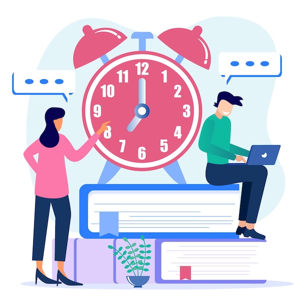 Illustratie vector grafische stripfiguur van time management