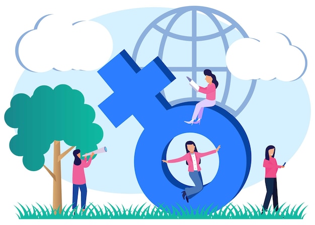 Vector illustratie vector grafische stripfiguur van women empowerment