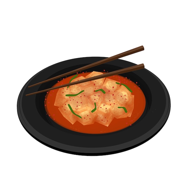 Illustratie Vector Logo Clipart Radish Kimchi Ggakdugi Kkakdugi op een bord