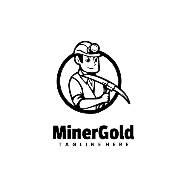 Vector illustratie vector miner gold line art logo design