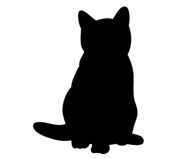 Illustratie, vector, silhouet van kitten