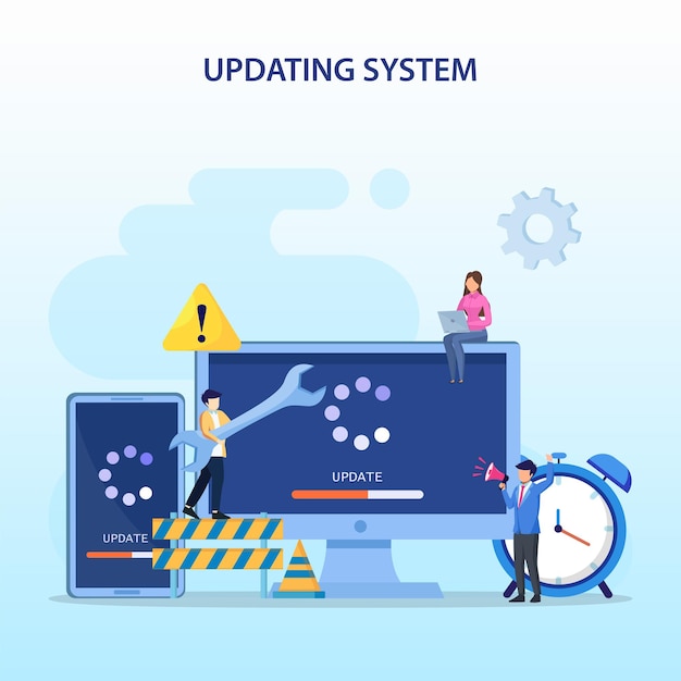 Vector illustratie vector systeemupdate software-upgrade en installatieprogramma