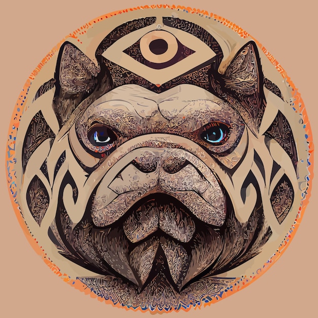 illustratie vector van bulldog in tribal hand tekenen stijl, afbeelding om af te drukken op shirt
