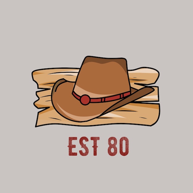 illustratie vector van cowboyhoed op hout perfect voor backgroundprintetc