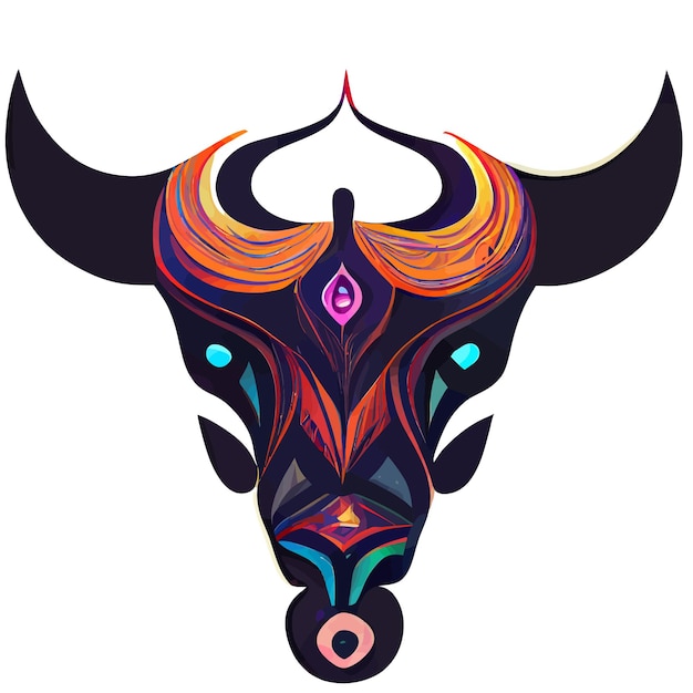 illustratie vector van kleurrijke stier in tribale stijl geïsoleerd op wit goed voor logo