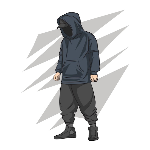 Illustratie vector van man in hoodie Comic style