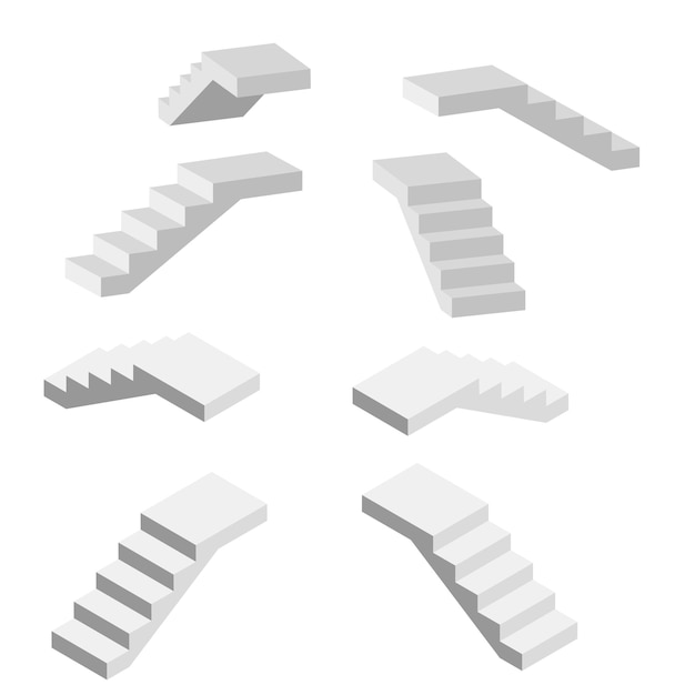 Illustratie Vector van witte 3D-laddermeerdere richtingen van 3D-trappen