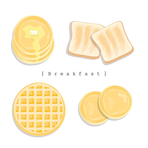 Vector illustratie vector vlakke stijl van wafel toast pannenkoek met boter geïsoleerd op een witte background