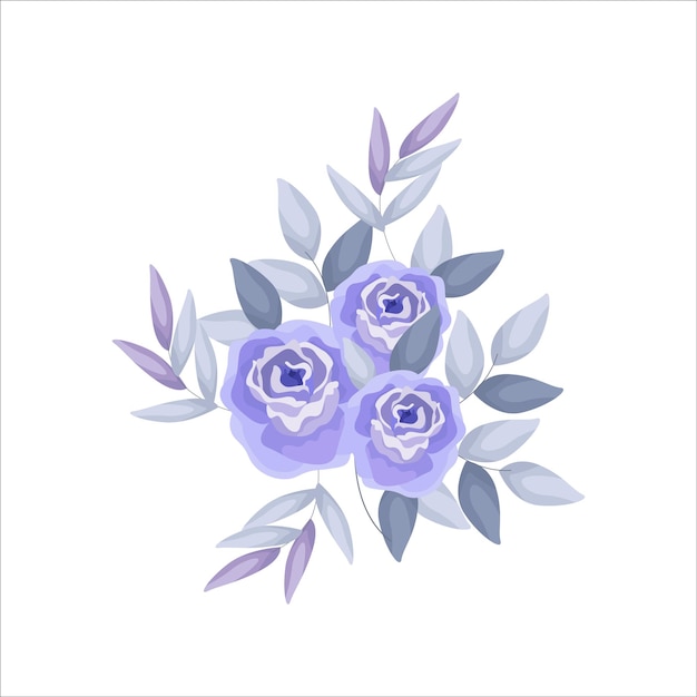 Vector illustratie vectorafbeelding hand getekend aquarel boeket vintage paarse rozen. trendy en romantisch