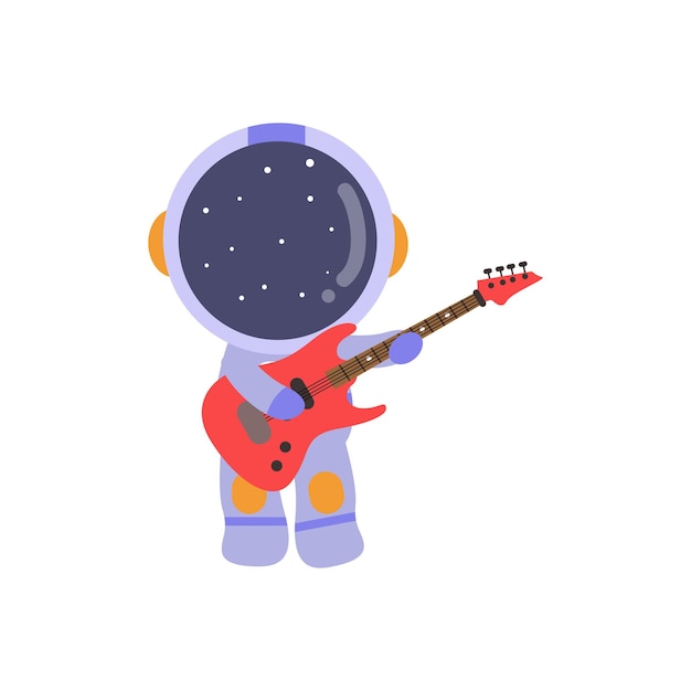 illustratie vectorafbeelding kleine astronaut gitaar spelen