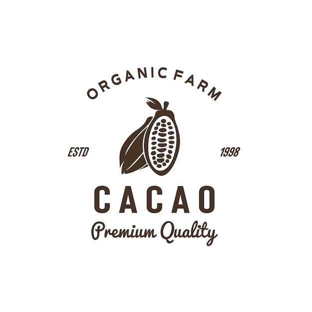 Illustratie vectorafbeelding van cacaoboon vintage logo goed voor vers biologisch fruit product