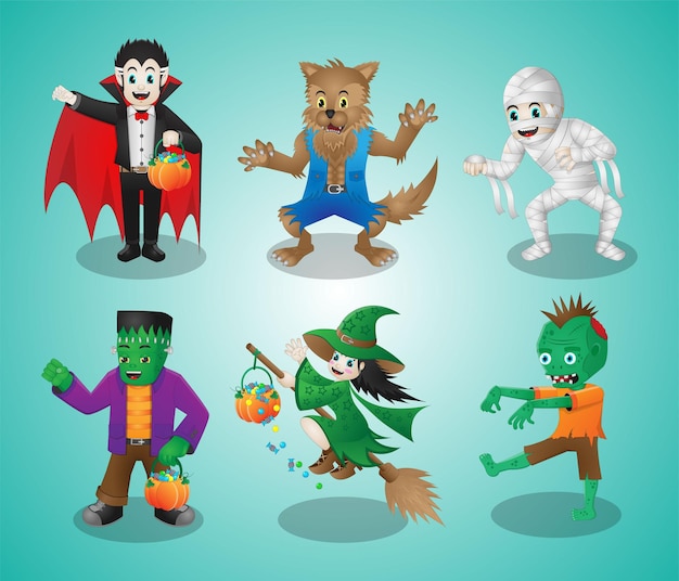 Illustratie vectorafbeelding van halloweene cartoon tekenset Perfect voor mascotte symbool en etc