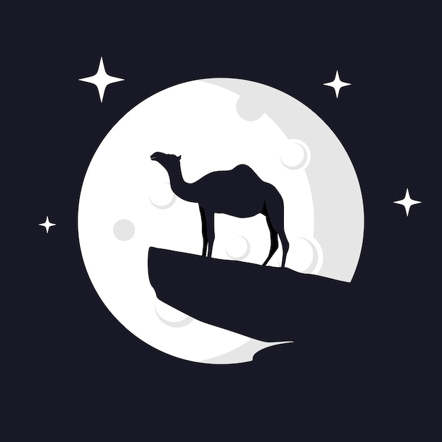 Illustratie Vectorafbeelding van kameel met maanachtergrond Perfect om te gebruiken voor tshirt of evenement