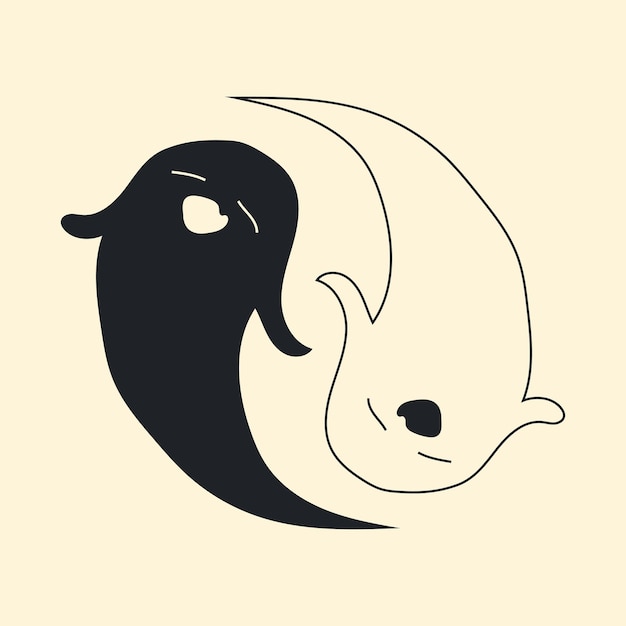 Illustratie vectorafbeelding van logo yin yang met geest. cartoon-stijl.