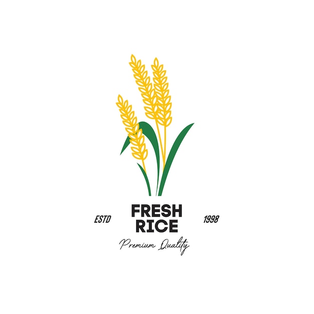 Illustratie vectorafbeelding van rijstveld vintage logo goed voor vers biologisch voedsel product