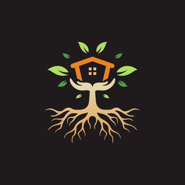 Illustratie vectorafbeelding van Root en House Logo